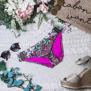 BECCA Hipster Pink/Green Bikini Bottoms XS NWT